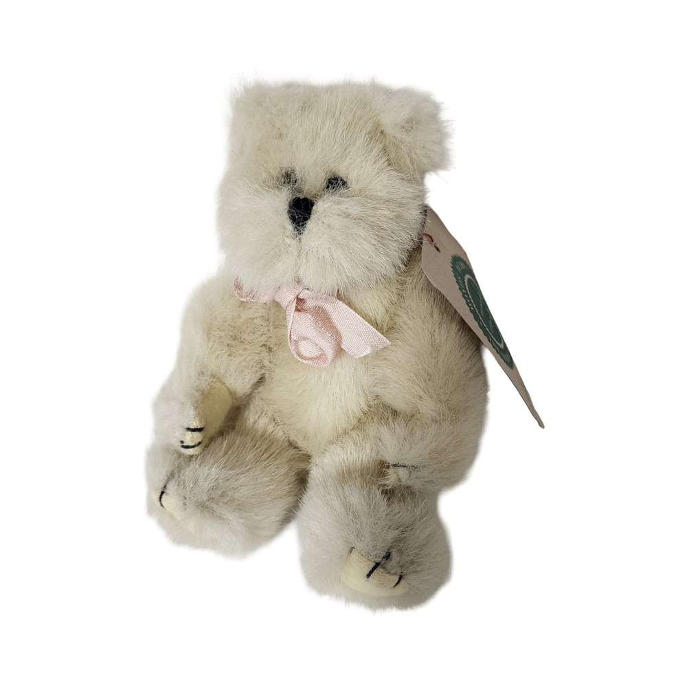 Boyds Bears Archive Collection Baldwin Cream Plush Teddy Bear Pink Ribbon 6 inch